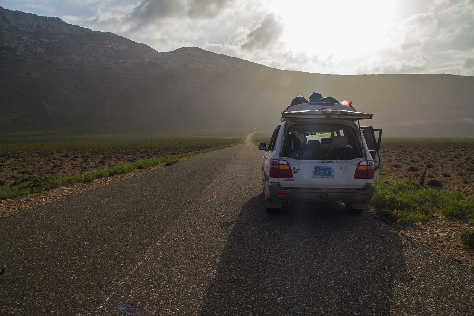 Car on the road, Socotra Island