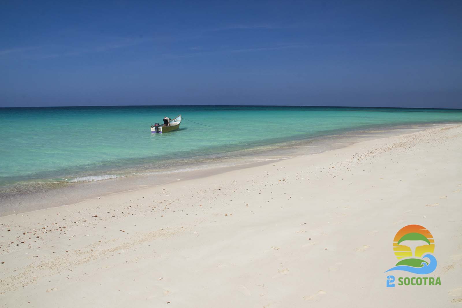 Shoab Beach, man on a boat, Shuab Bay Socotra Island