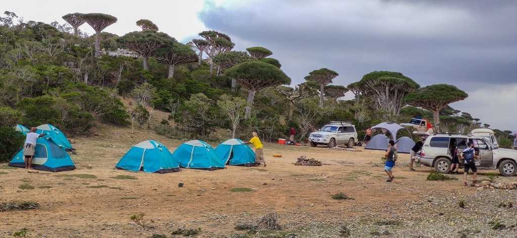 Camping at Firmhin Forest Plateau Socotra Island